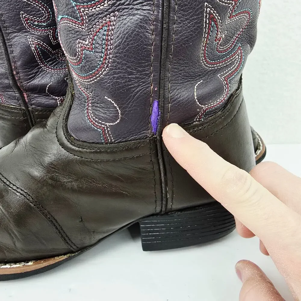 Smoky Mountain Girl's Western Cowgirl Boots Purple Brown 6.5